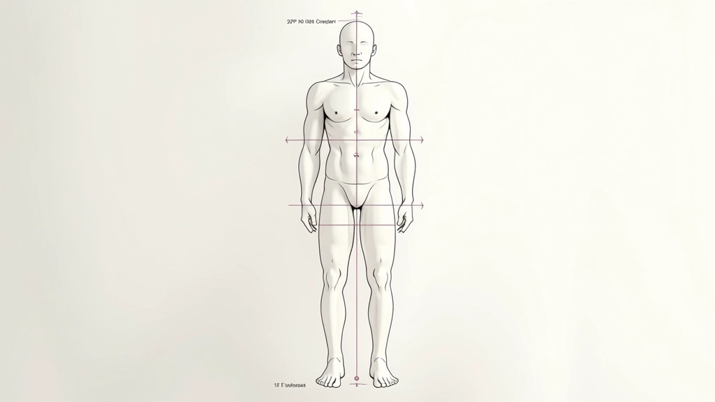 Character proportion guides showing head-to-body ratios and anatomical landmarks for game character design