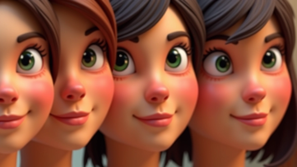Facial feature design examples showing how eyes, nose, and mouth proportions affect character personality and appeal
